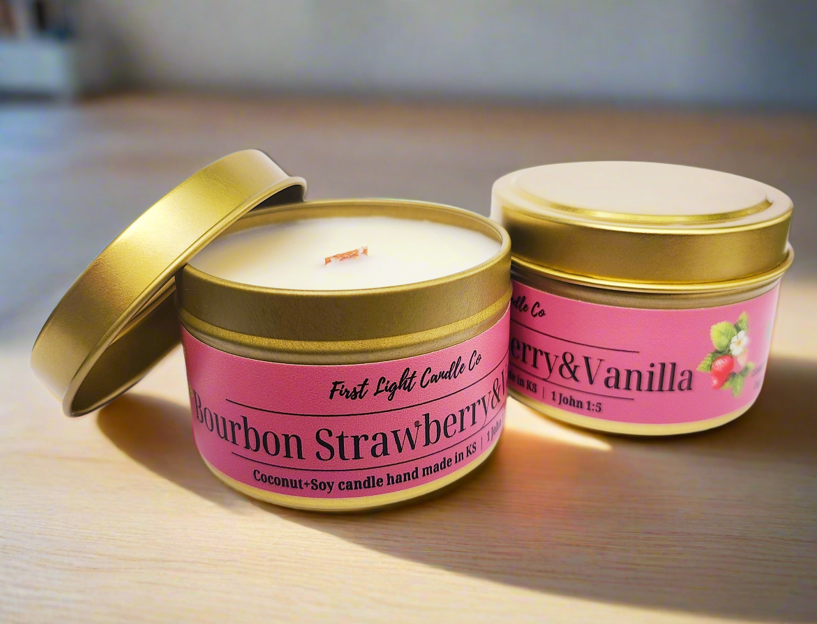 Bourbon Strawberry&Vanilla- 4oz Coconut Soy Candle
