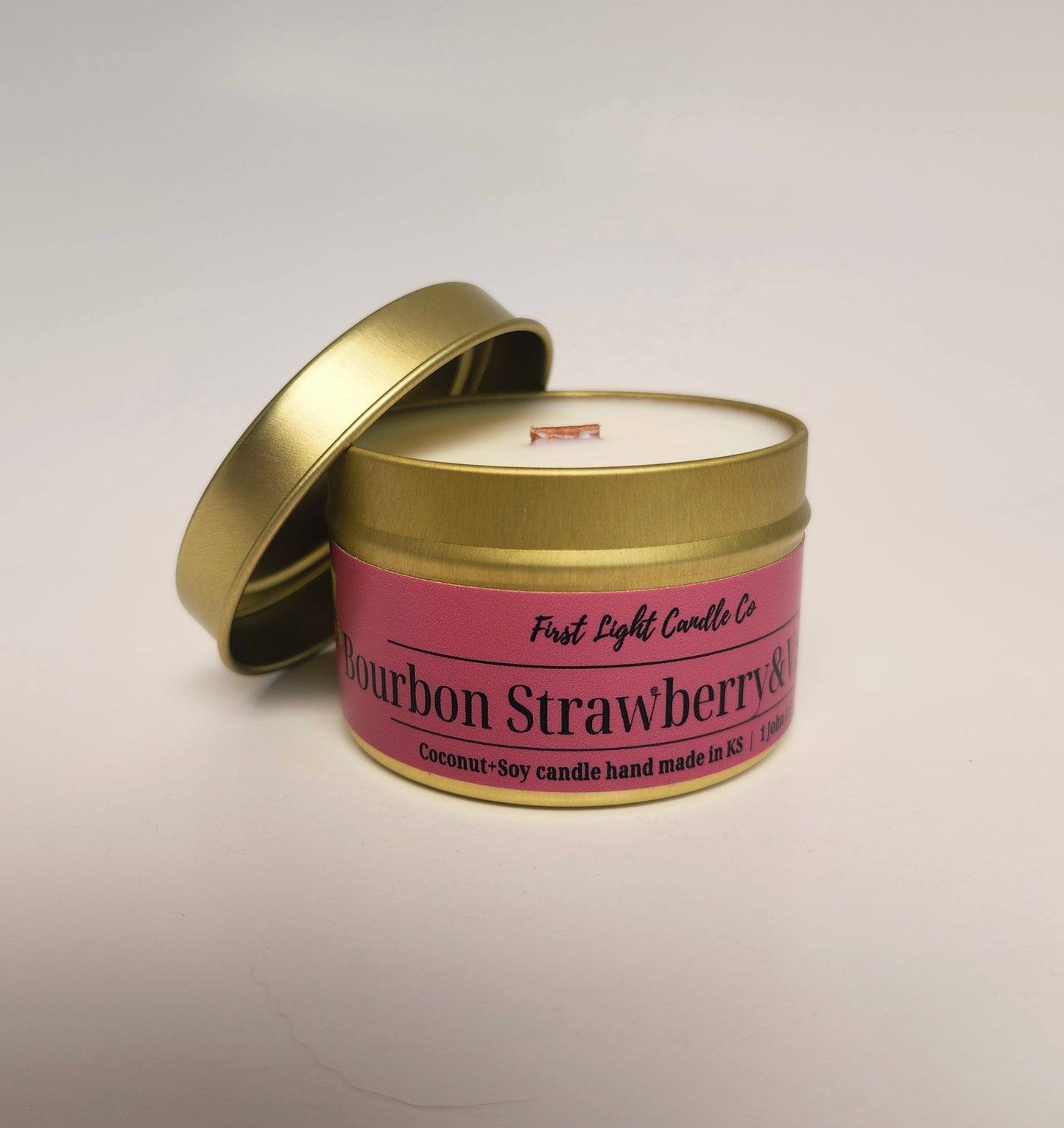 Bourbon Strawberry&Vanilla- 4oz Coconut Soy Candle