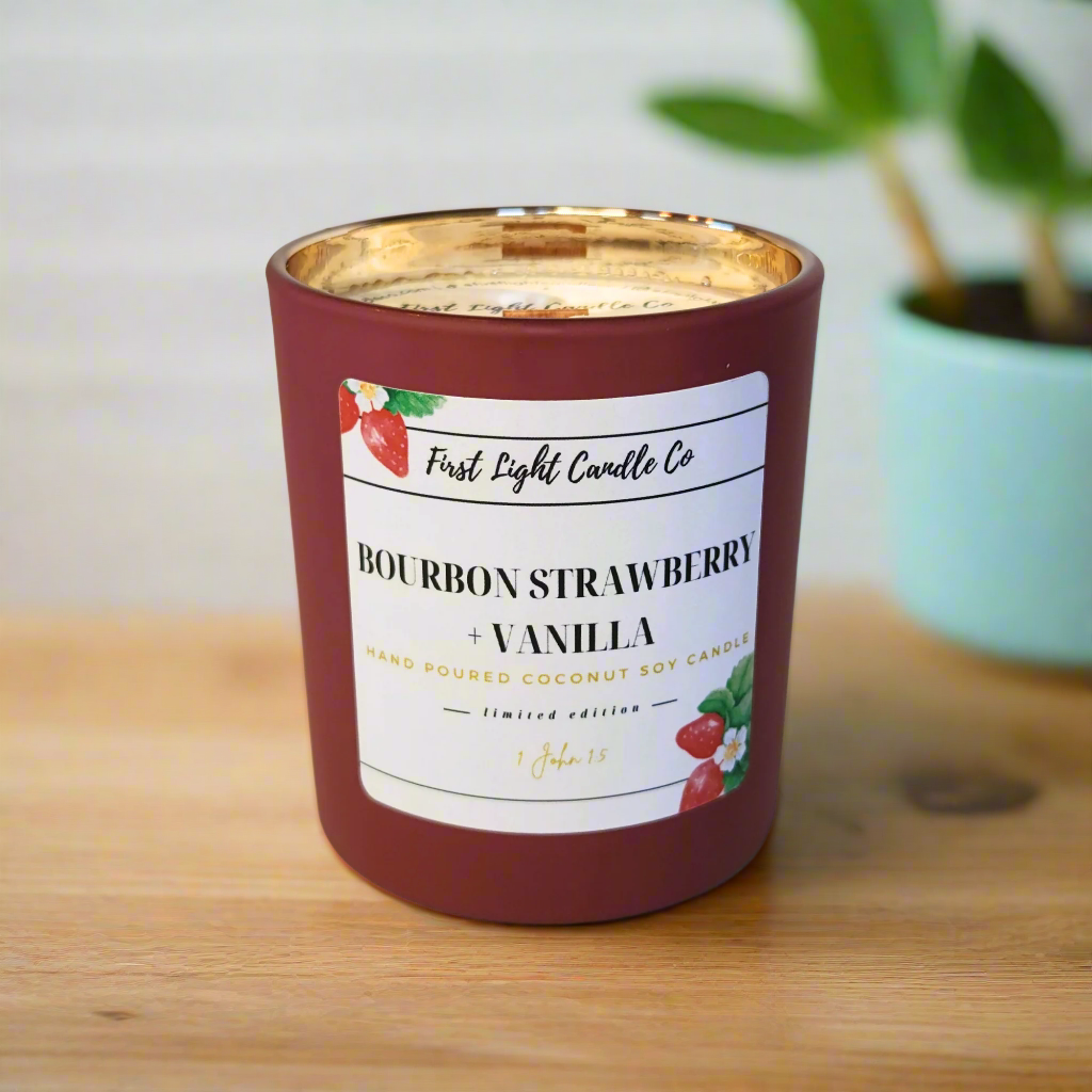 Bourbon Strawberry + Vanilla - 8oz Coconut Soy Candle