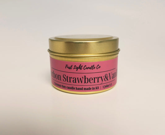 Bourbon Strawberry&Vanilla- 4oz Coconut Soy Candle